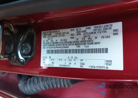 2015 Ford F-150 Xlt z USA, uszkodzony, nr VIN 1FTEW1EP6FKE29558